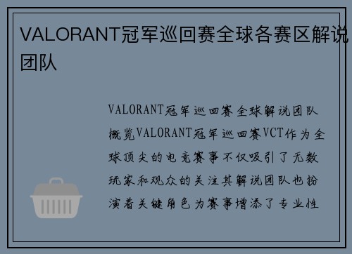 VALORANT冠军巡回赛全球各赛区解说团队