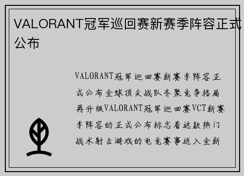 VALORANT冠军巡回赛新赛季阵容正式公布
